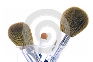 Set of three makeup brushes