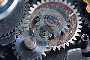 Set of three meshed gears photo