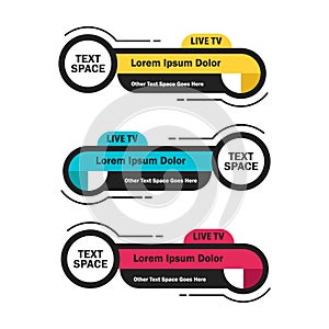 Set of three modern lower third banner template. Vector