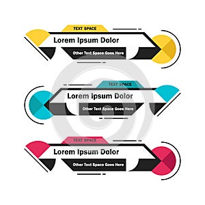 Set of three modern lower third banner template. Vector