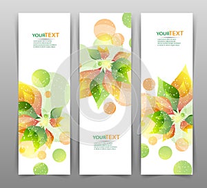 Set of three nature vector banners with floral elements