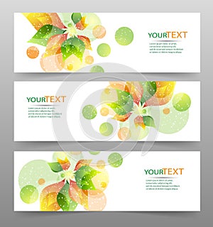 Set of three nature vector banners with floral elements