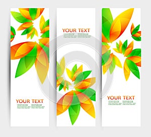 Set of three nature vector banners with floral elements