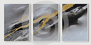 A set of three pieces abstract creative oil painting art, abstract landscape oil painting