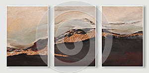 A set of three pieces abstract creative oil painting art, abstract landscape oil painting