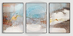 A set of three pieces abstract creative oil painting art, abstract landscape oil painting