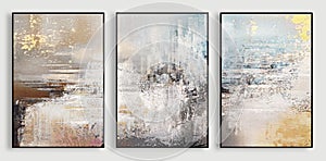 A set of three pieces abstract creative oil painting art, abstract landscape oil painting