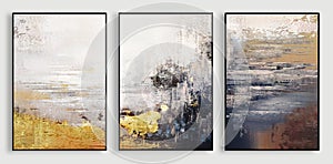 A set of three pieces abstract creative oil painting art, abstract landscape oil painting