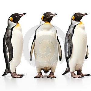 Set of three pinguin portraits isolated on white background
