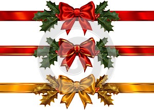 Set of three ribbon decorations for christmas