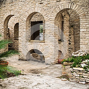 Set of Three Stone Arches into corridor patio