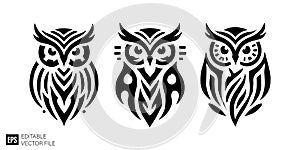 Tribal Owl Vector Set