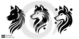 Wolf Head Logo Set - Vector Illustration
