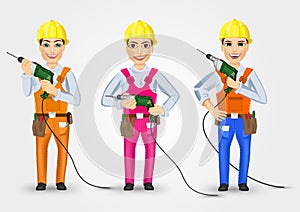 Set of three technical, electrician or mechanic