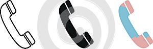 Telephone Handset Icons Set