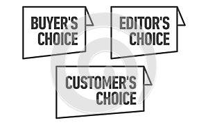 Set of three vector badges - editors choice, customers choice, buyers choice