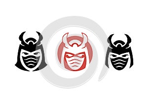 Samurai mask. Samurai Warrior. Ronin. Logo or icon illustration