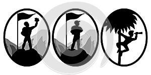 Set of three vector pictures Of climbers