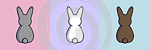 Set of three vector rabbits. Easter Bunnies