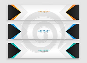 set of three web business header layout in geometric style