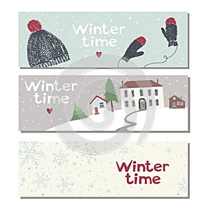Set of three website horizontal winter banners
