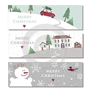 Set of three website horizontal winter banners