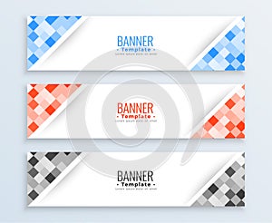 set of three wide web business banner layout for modern presentation