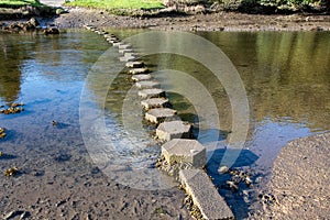 A set of tidal stepping stones crossing a river in Cornwall