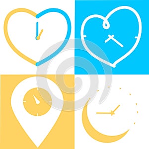 Set of time, clock. Concept of UI design elements. Digital countdown app, user interface kit, mobile clock interface. It`s time to