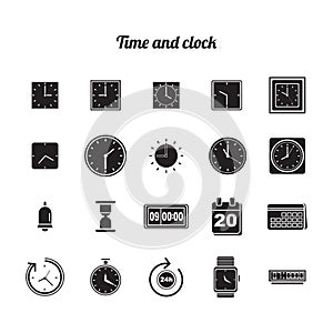 Set of time and clock icons. Vector illustration decorative design