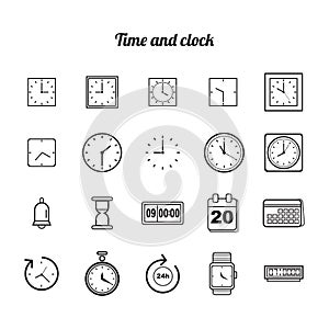 set of time and clock icons. Vector illustration decorative design