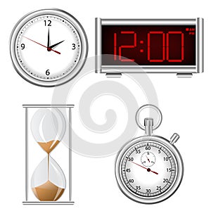 Set of time measurement instruments icons photo