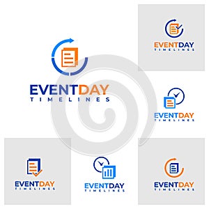 Set of Time Notes logo design vector. Creative Notes logo concepts template