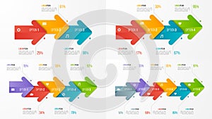 Set of timeline chart infographic templates with arrows