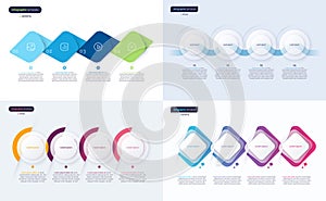 Set of timeline step infographic templates composed of 4 elements