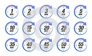 Set timer icon isolated on white background. Minutes time icon sign concept.