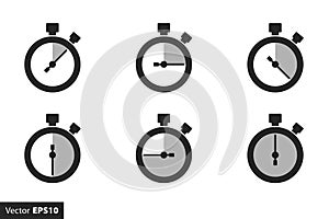 Set of timer and stopwatch icons. Quick time icon, fast deadline, countdown timer collection, rapid line symbol