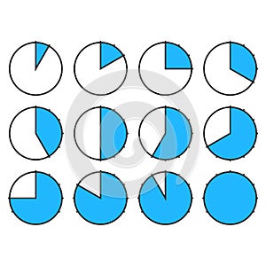 Set of Timer vector icons on transparent background. Countdown Timer vector icons.