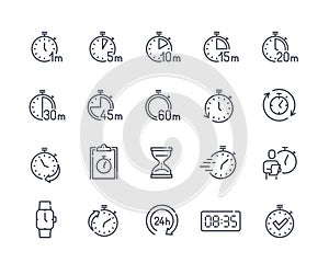 Set of timers simple line icons