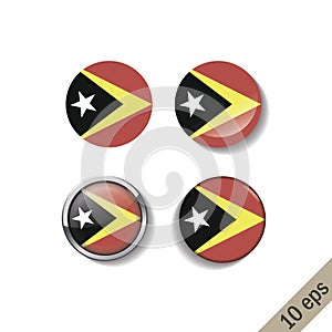 Set of TIMOR-LESTE flags round badges