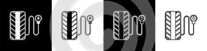 Set Tire pressure gauge icon isolated on black and white background. Checking tire pressure. Gauge, manometer. Car safe