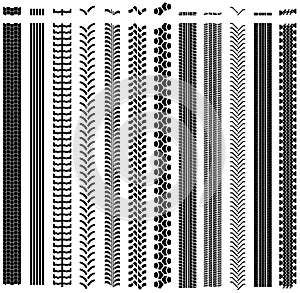 Set of tire track shapes