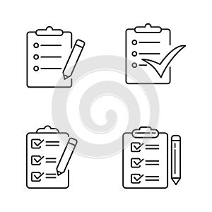 Set of to do list icon in simple line style isolated on white background