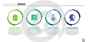 Set To do list or planning, Chemical formula, Test tube and Atom. Business infographic template. Vector