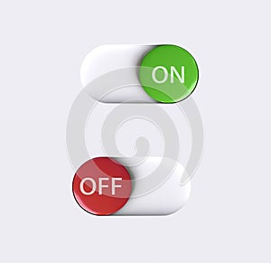 Set of toggle button icons power button.On and off isolated on white background.