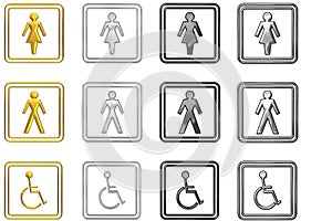 Set of toilet signs