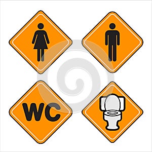 Set toilet signs men and women restroom Wc icon