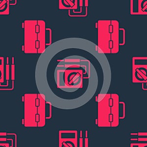 Set Toolbox and Multimeter on seamless pattern. Vector