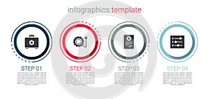 Set Toolbox, Tire pressure gauge, Auto service check automotive and Car settings. Business infographic template. Vector