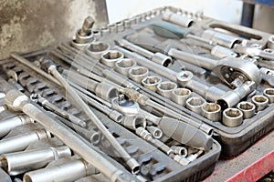 Set of tools in a box